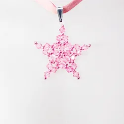 Pendant 30cm - Andromeda-Pale pink Suede - Pendant 30cm - Laiton argenté